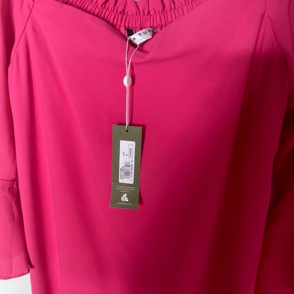 Trina Turk NWT Knox Off Shoulder Dress Flared Sleeve Shift Size M Pink Lined - Picture 5 of 14